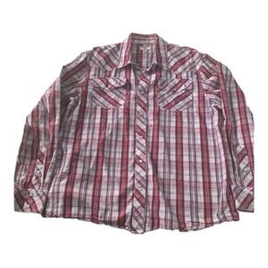 True Religion Red White & Blue Long Sleeve Plaid Button Up Size 2XL